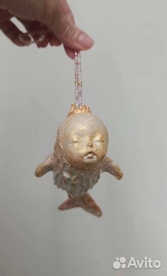 Рыбка Ватная ёлочная игрушка винтаж ручная работа