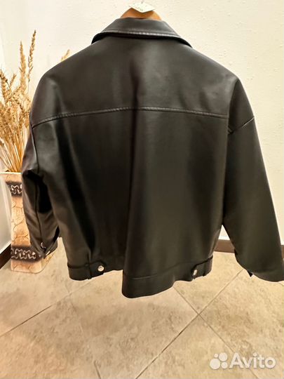 Кожаная куртка косуха оверсайз