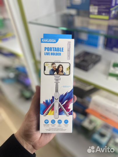 Штатив селфи палка в одном с пультом и без