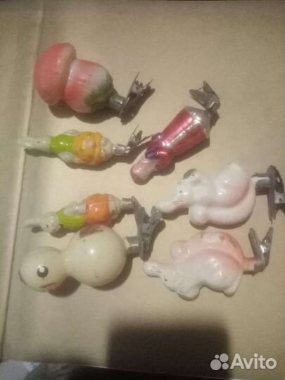 Елочные игрушки СССР на прищепке 7 штук