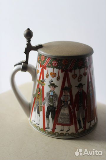 Кружка пивная фарфоровая с крышкой