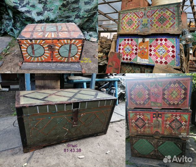 Сундук старинный расписной окованный свадебный