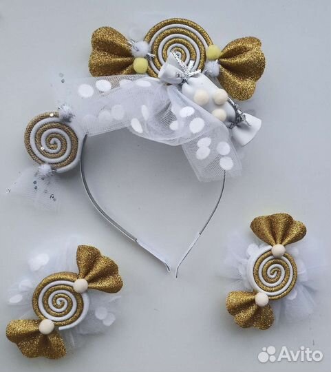 Ободок с конфетками+ конфетки на булавке к платью