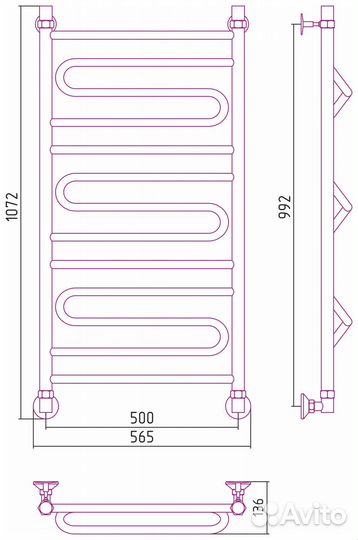 Полотенцесушитель нерж Стилье Аксиома-30 лесенк