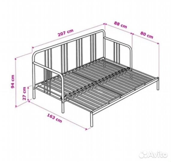 Кровать-кушетка раздвижная икеа Фиресдаль