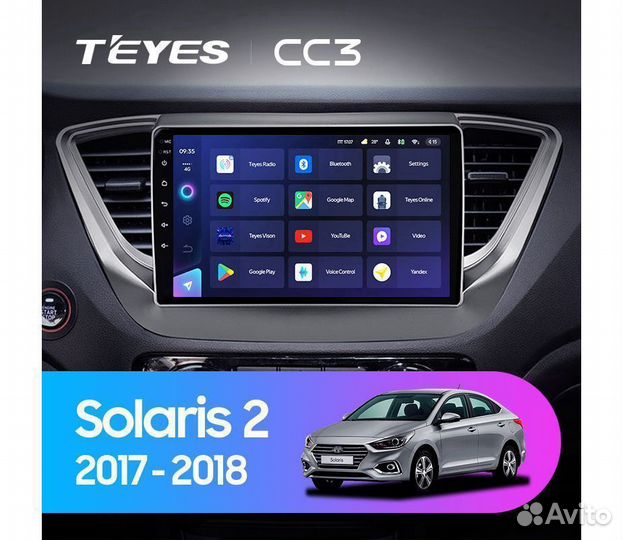 Штатная android магнитола Teyes CC3L 4/32Hyundai Solaris