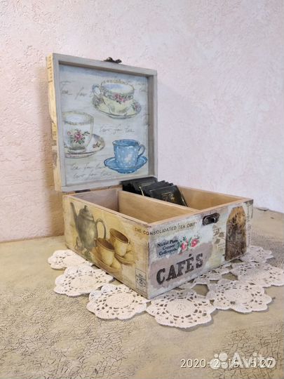 Шкатулка для чайных пакетиков (ручная работа)