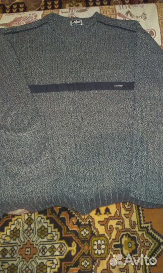 Толстовка мужская, крупная вязка, серая, теплая