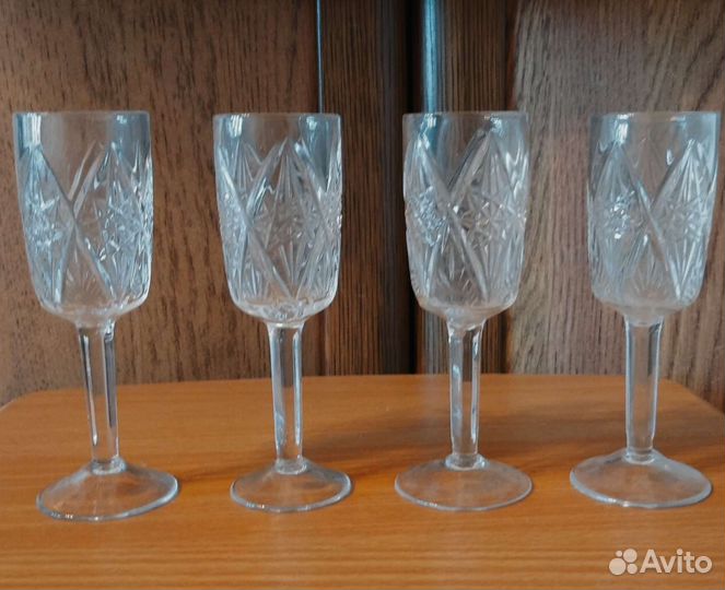 Хрустальные рюмки, стопки, стакан. СССР