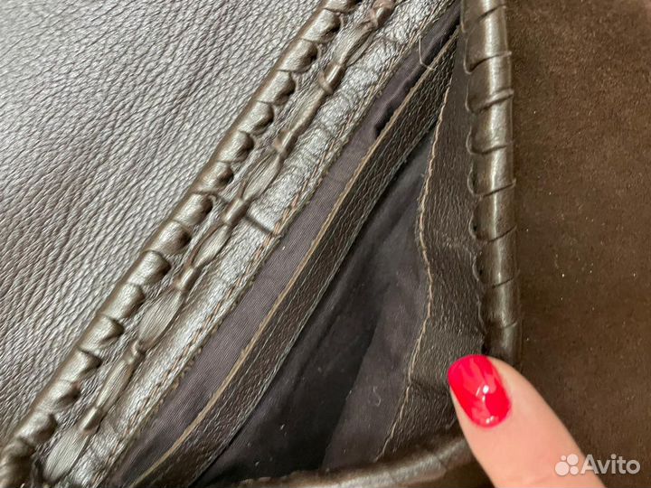 Сумка комбинированная, кожа/ замша. Ручная работа