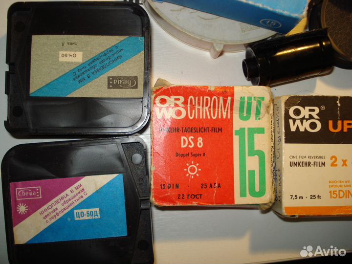 Кинофильмы 8 мм и аудио бобины, кассеты
