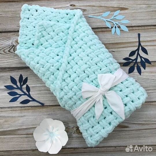 Детские пледы вязаные из Alize Puffy на заказ