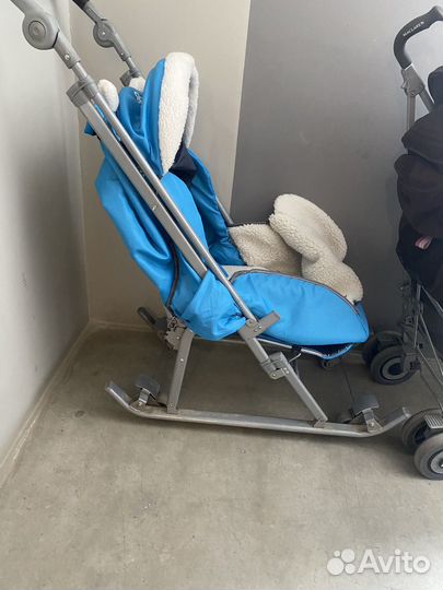 Санки коляска на колесах geburt
