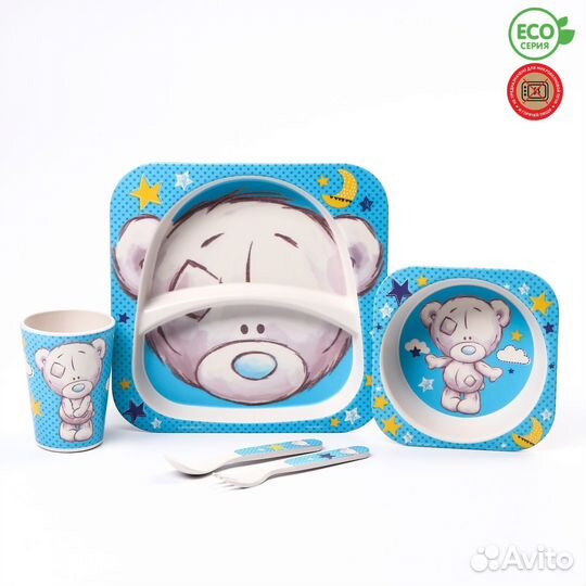 Набор детской посуды из бамбука 