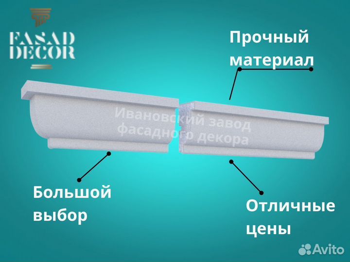 Фасадный декор Подоконник фасадный D 124
