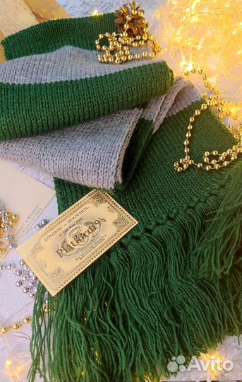 Шарф Гарри Поттер Гриффиндор Слизерин ручная вязка