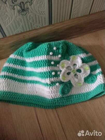 Шапка женская летняя вязаная нарядная