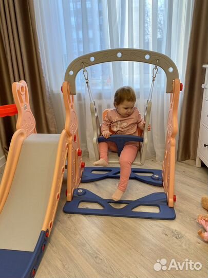 Детская горка с качелями разборная пластиковая