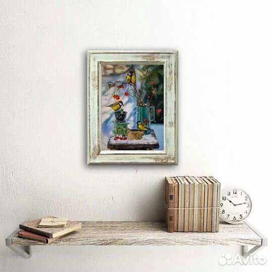 Картина маслом Зимний натюрморт с птичками