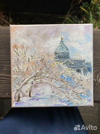 Картина маслом небольшая городской пейзаж питер