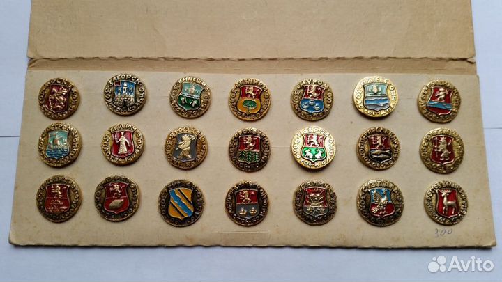 Набор значков Гербы древних городов Золотое кольцо