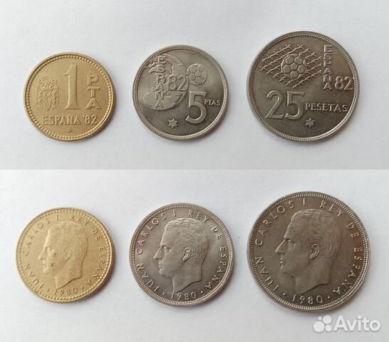 Набор монет Испании FIFA 1-5-25 песет 1980 (82) г