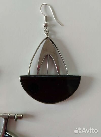 Серьги и кулон с нат-ным камнем ручная работа СССР