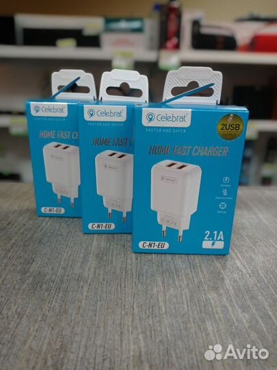 Блок Питания 2.1А, 2 USB, Celebrat C-N1-EU