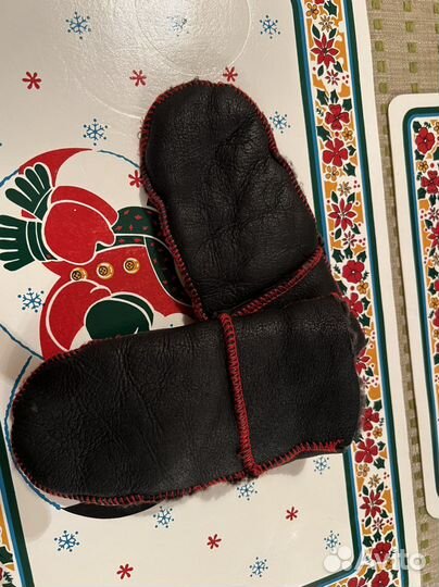 Варежки кожаные на меху детские