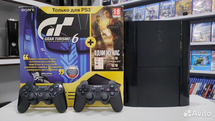 Sony PS3 Super Slim прошитая с играми 2 геймпада