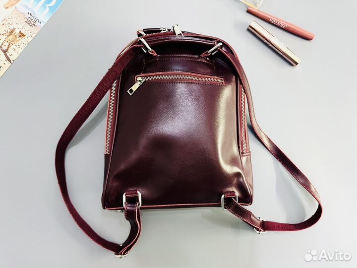Рюкзак женский кожаный бордовый