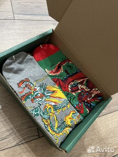 Набор женские и мужские новогодние носки дракон