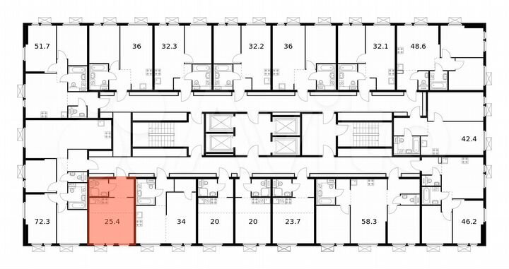 Квартира-студия, 25,4 м², 23/32 эт.