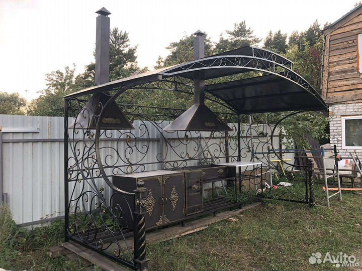 Кованые мангалы с крышей, мангальные зоны