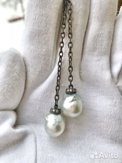 Серьги с морским жемчугом: 