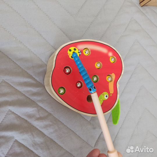 Деревянные игрушки: игра-рыбалка, досочки сегена