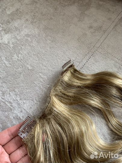 Волосы на заколках светлорусые 60 см