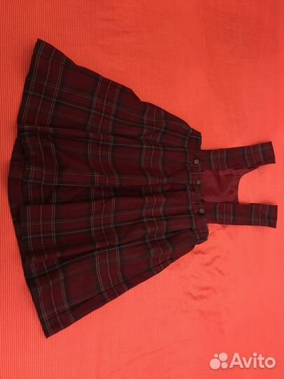 Сарафан школьный бордо в клетку 146-72-63