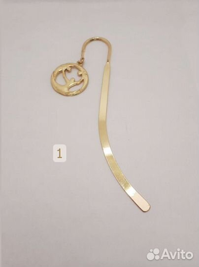 Закладки для книг металл золотистые с подвеской