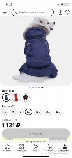 Теплый костюм комбинезон для собак с капюшоном