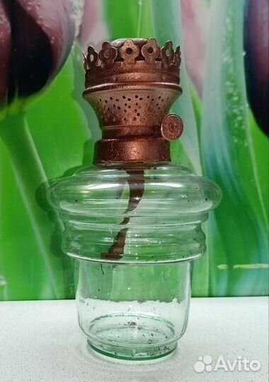 Стеклянная колба для керосиновой лампы, с горелкой