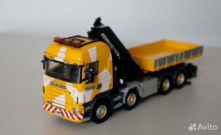 1/50 тягач Scania 8x4 Keller Hess кран раритет WSI