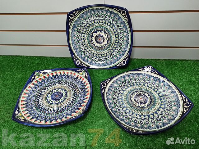 Блюдо квадратное узбекское Синий Риштан