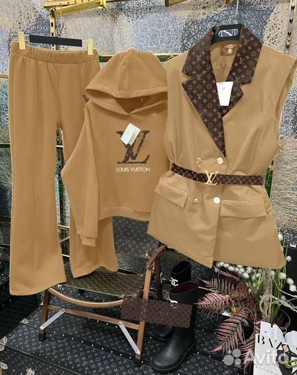 Женский костюм тройка Louis Vuitton 46-56 3 цвета