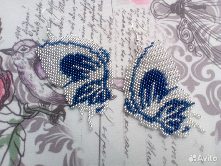 Серьги - бабочки из бисера (разные цвета)