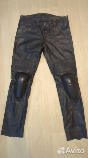 Мото брюки кожаные