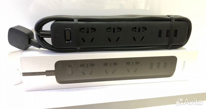 Удлинитель Xiaomi (3 розетки + 3 USB) черный