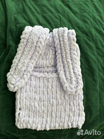 Шапка снуд балаклава зайчик сиреневая