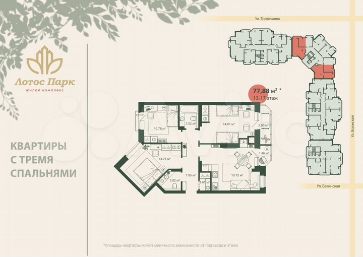 3-к. квартира, 77,9 м², 13/17 эт.