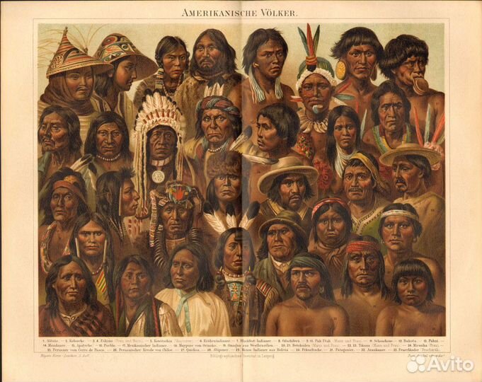 Литография. Нации. Африка. Америка. Австралия